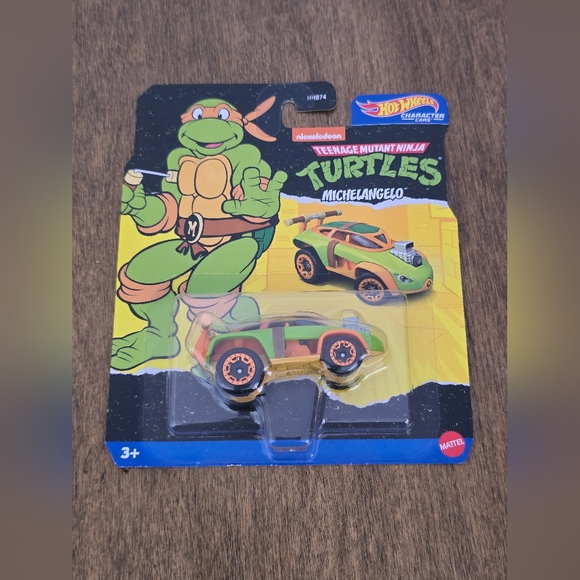 Mattel Teenage Mutant Ninja Turtles Hot Wheels Car - Green and Orange - Picture 1 of 2